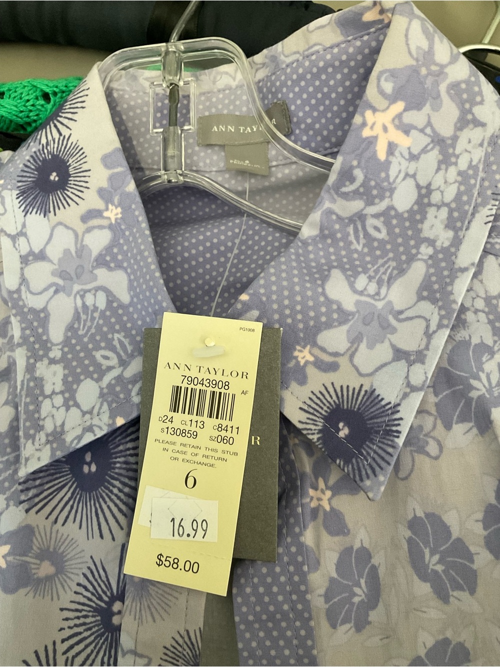 Ann Taylor Lavender Floral Button-Down Shirt